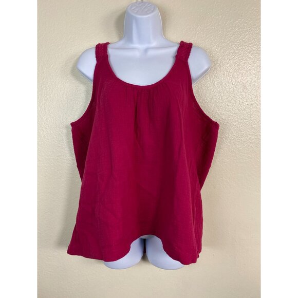 Sundance Sleeveless Gauzy Cotton Tank Top Women size XL Fuchsia Pink Vacation - Picture 1 of 13